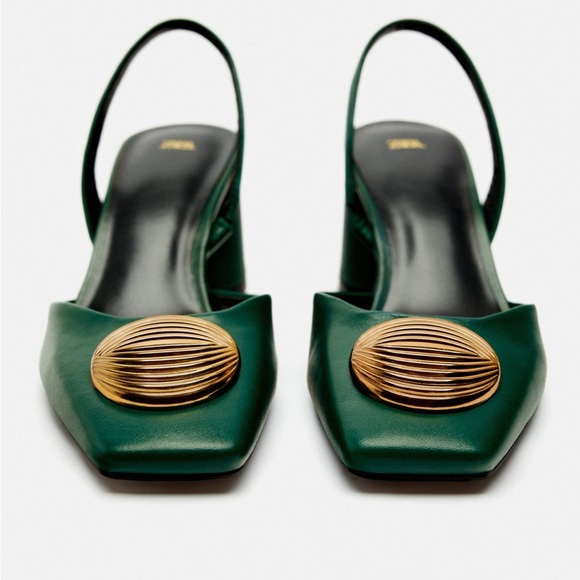 Zara leather embellished slingbacks - Picture 2 of 6